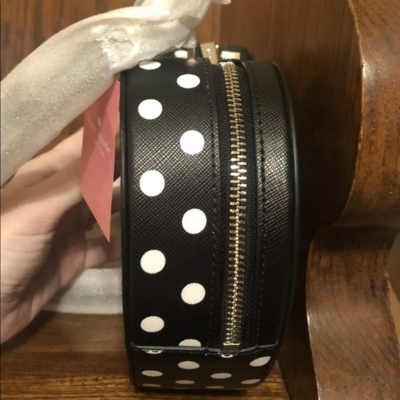 NWT-Kate Spade-Love Shack-Heart Crossbody/ Handbag-Black & White Polka Dot-$329 - Picture 4 of 12